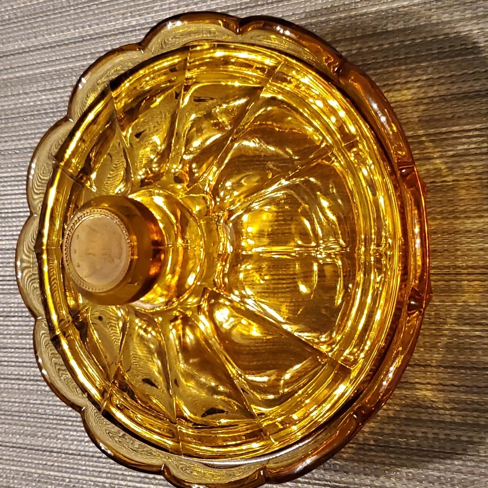 Fostoria Coin Amber Glass Candy Dish with Lid Eagle Liberty Bell - Picture 4 of 10